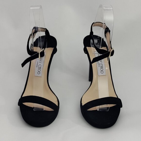 Jimmy Choo Suede Open Toe Sandals Mirror Platform Size 38 - Picture 3 of 6